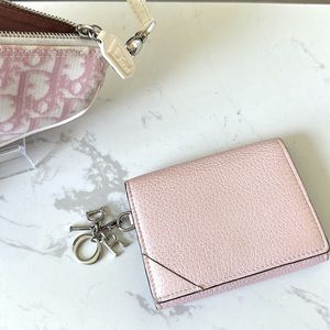 DIOR metallic pink + navy wallet